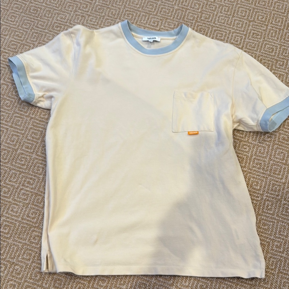 Tres Bien Cream and Blue Men's Shirt